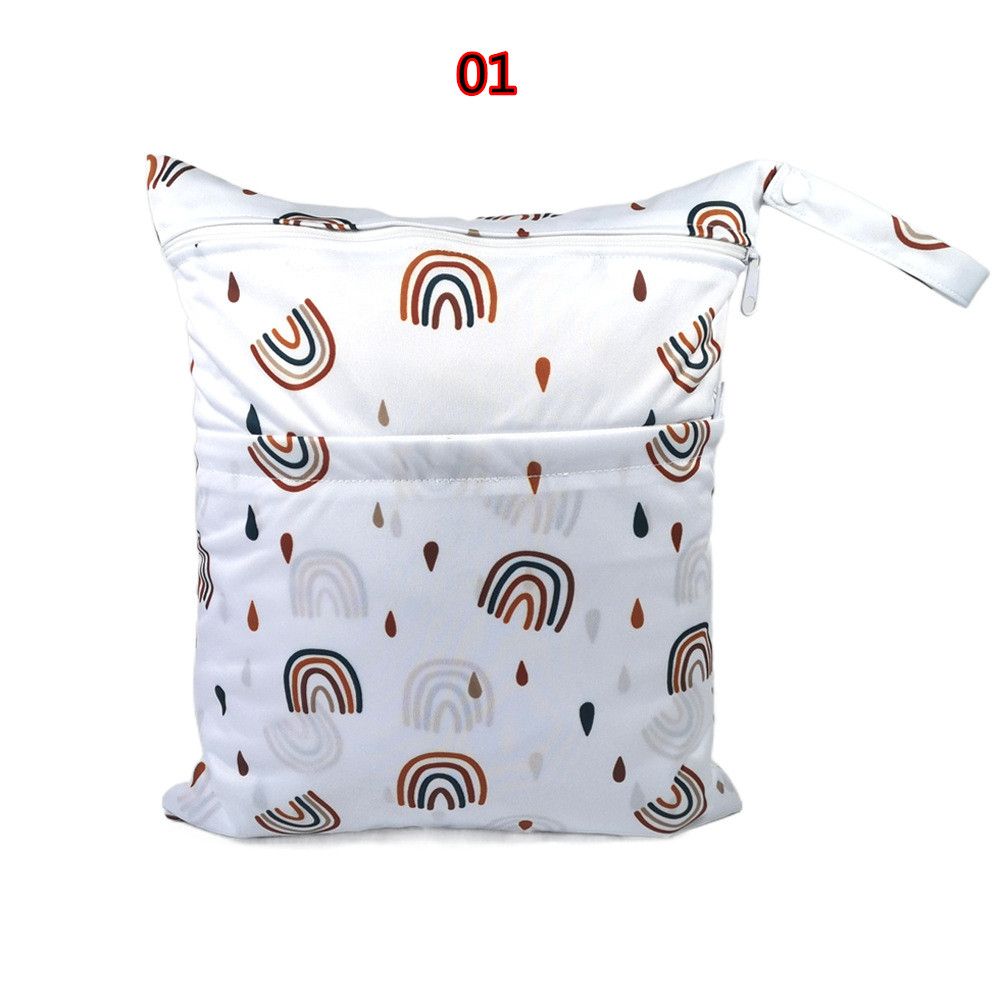 [Sigzagor]Wet Dry Bag With Two Zippered For Baby Diapers Nappies Waterproof Reusable 36cmx29cm
