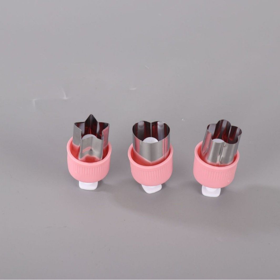 3PCS Vegetables Fruit Embossing Cutting Mold New Star Heart Flower Shape Stainless Steel Cutter Plastic Handle Kitchen Gadgets