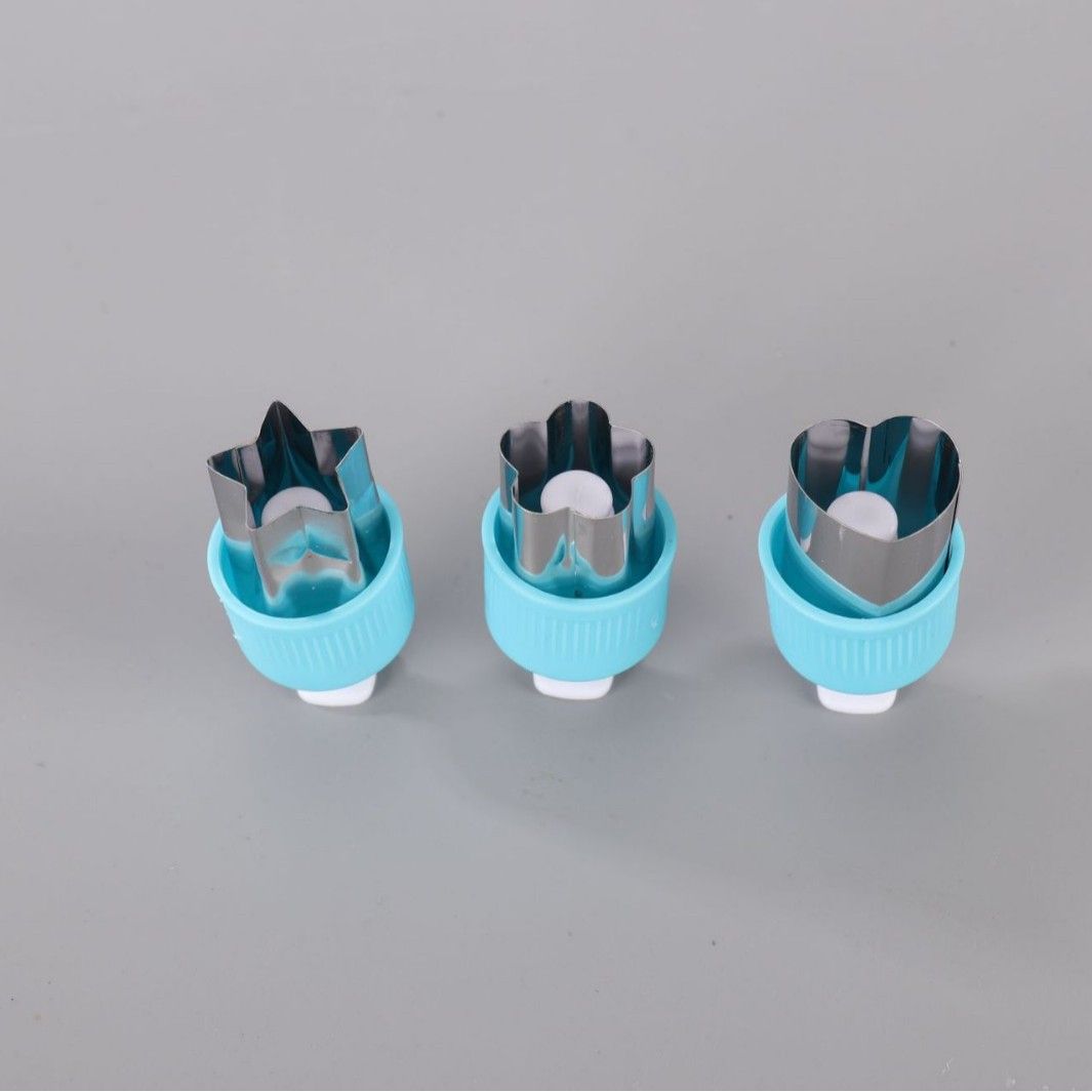 3PCS Vegetables Fruit Embossing Cutting Mold New Star Heart Flower Shape Stainless Steel Cutter Plastic Handle Kitchen Gadgets