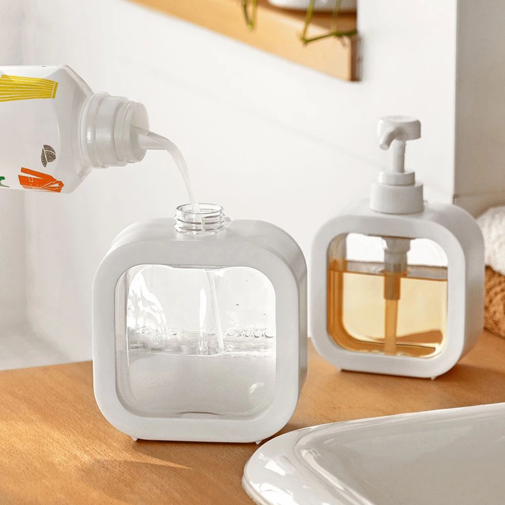 1PCS 500ml large-capacity soap dispenser bottle, transparent visible plastic press bottle, suitable for travel, kitchen, bathroom