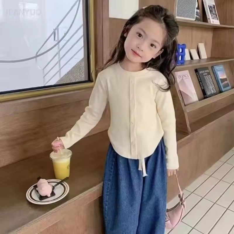 1pc Spring and Autumn New Baby Slimming Top Solid Color Long Sleeve Girls' Bottom Shirt Children's Wear1pc Spring and Autumn New