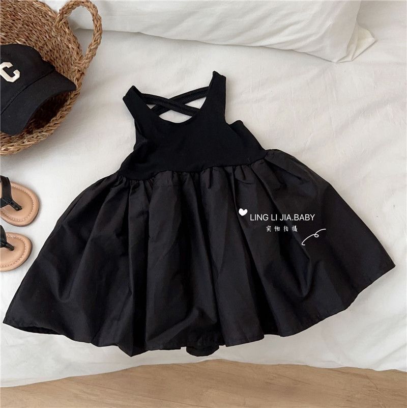 1pc Women's Clothing Korean Edition Summer Tank Top Dress Children's Daily Fashionable Black Skirt Trendy
