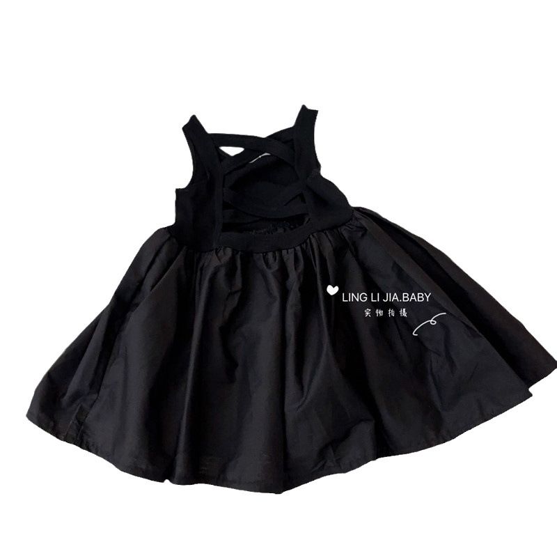 1pc Women's Clothing Korean Edition Summer Tank Top Dress Children's Daily Fashionable Black Skirt Trendy