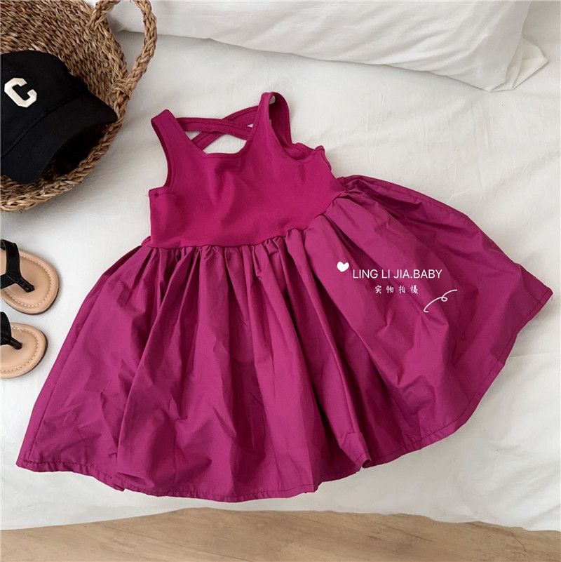 1pc Women's Clothing Korean Edition Summer Tank Top Dress Children's Daily Fashionable Black Skirt Trendy