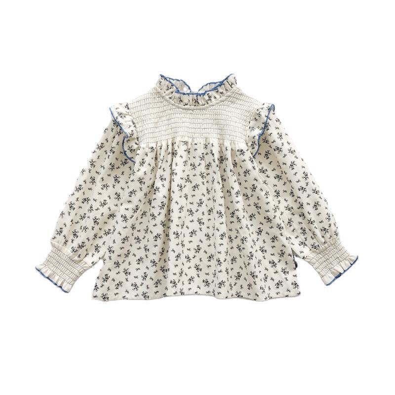 1pc Girls' Long Sleeve Top 2025 Autumn New Korean Edition Baby Girl Lace Collar Fragmented Western Style Doll Shirt