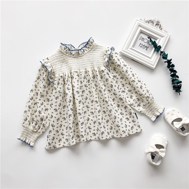 1pc Girls' Long Sleeve Top 2025 Autumn New Korean Edition Baby Girl Lace Collar Fragmented Western Style Doll Shirt