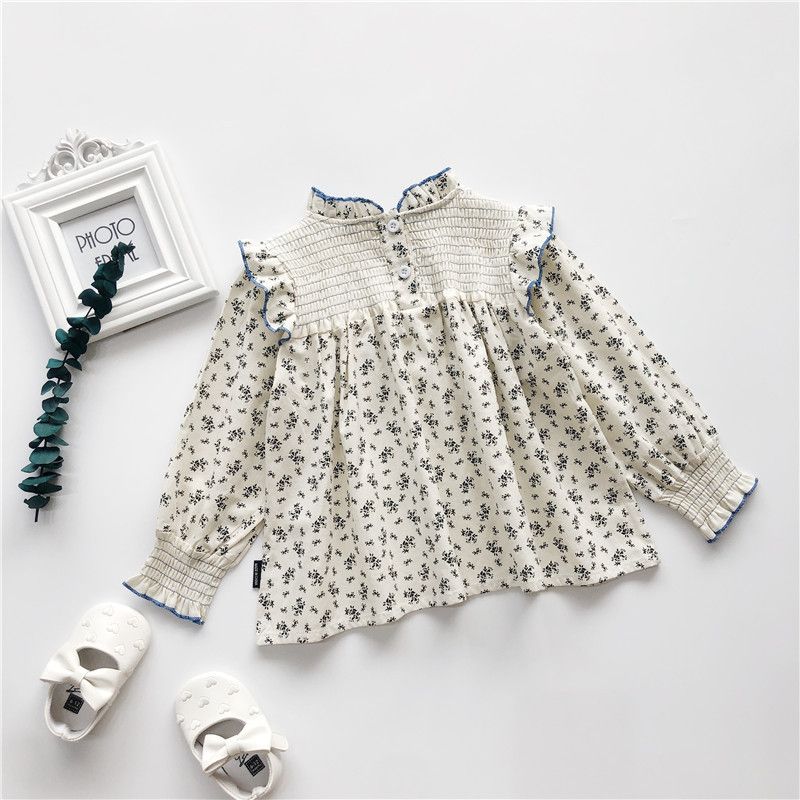 1pc Girls' Long Sleeve Top 2025 Autumn New Korean Edition Baby Girl Lace Collar Fragmented Western Style Doll Shirt