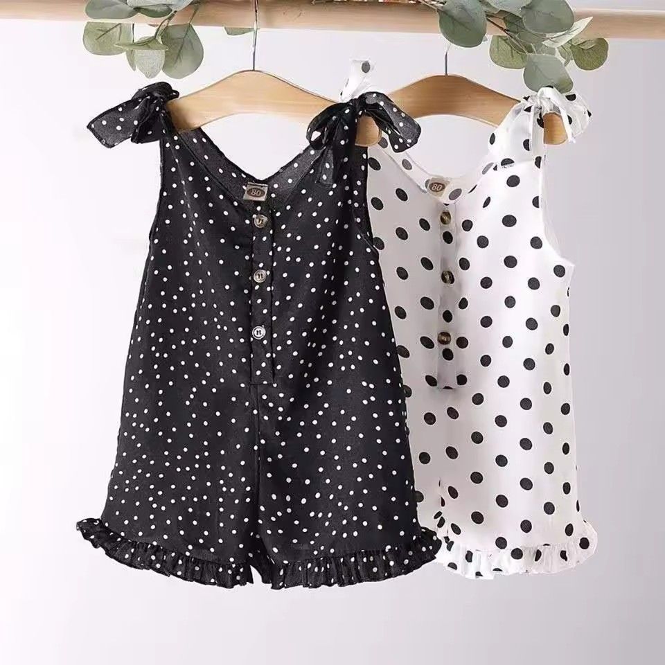 1pc Girls' Summer Strap Pants Baby Strap New Fashionable jumpsuit Korean version wide children's cropped pants super cute