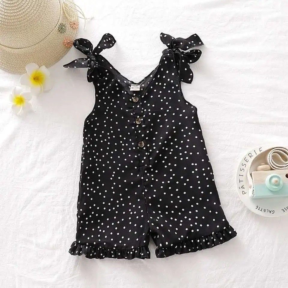 1pc Girls' Summer Strap Pants Baby Strap New Fashionable jumpsuit Korean version wide children's cropped pants super cute