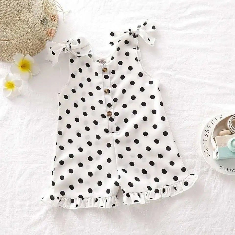 1pc Girls' Summer Strap Pants Baby Strap New Fashionable jumpsuit Korean version wide children's cropped pants super cute