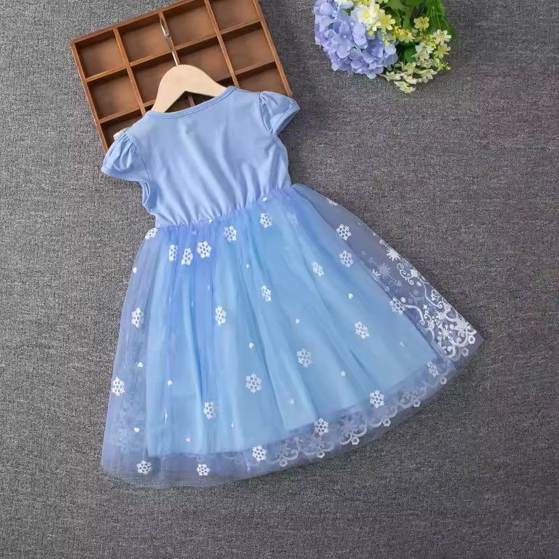 1pc2025 New Girls' Clothing Summer Flying Sleeve Children's Dress Elsa Princess Dress