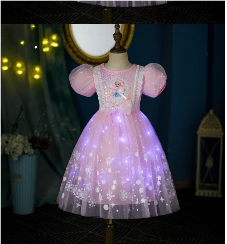 1pc2025 New Girls' Clothing Summer Flying Sleeve Children's Dress Elsa Princess Dress