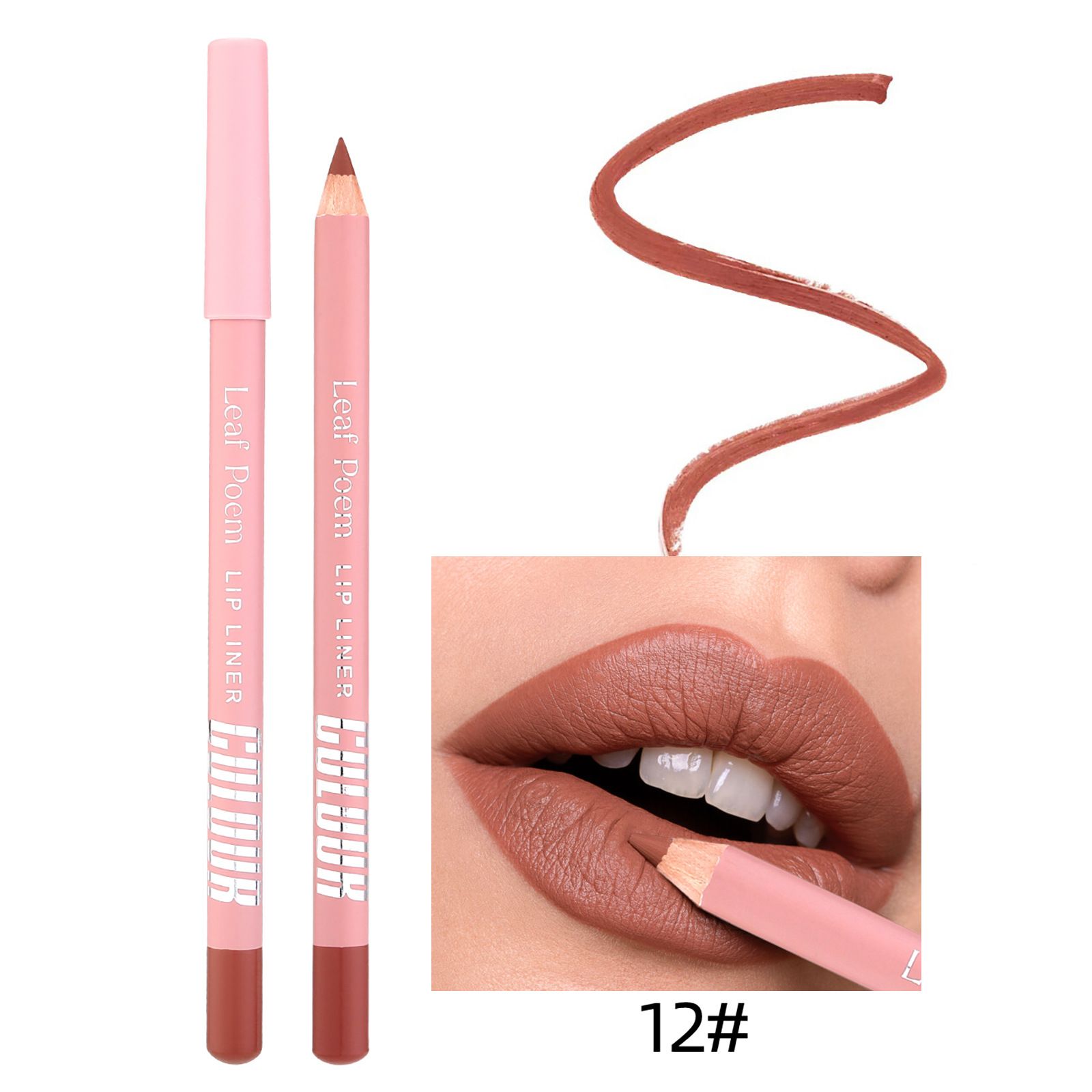 1pc 12 color lipliner pencil waterproof pendant lipstick natural nude pink lipliner