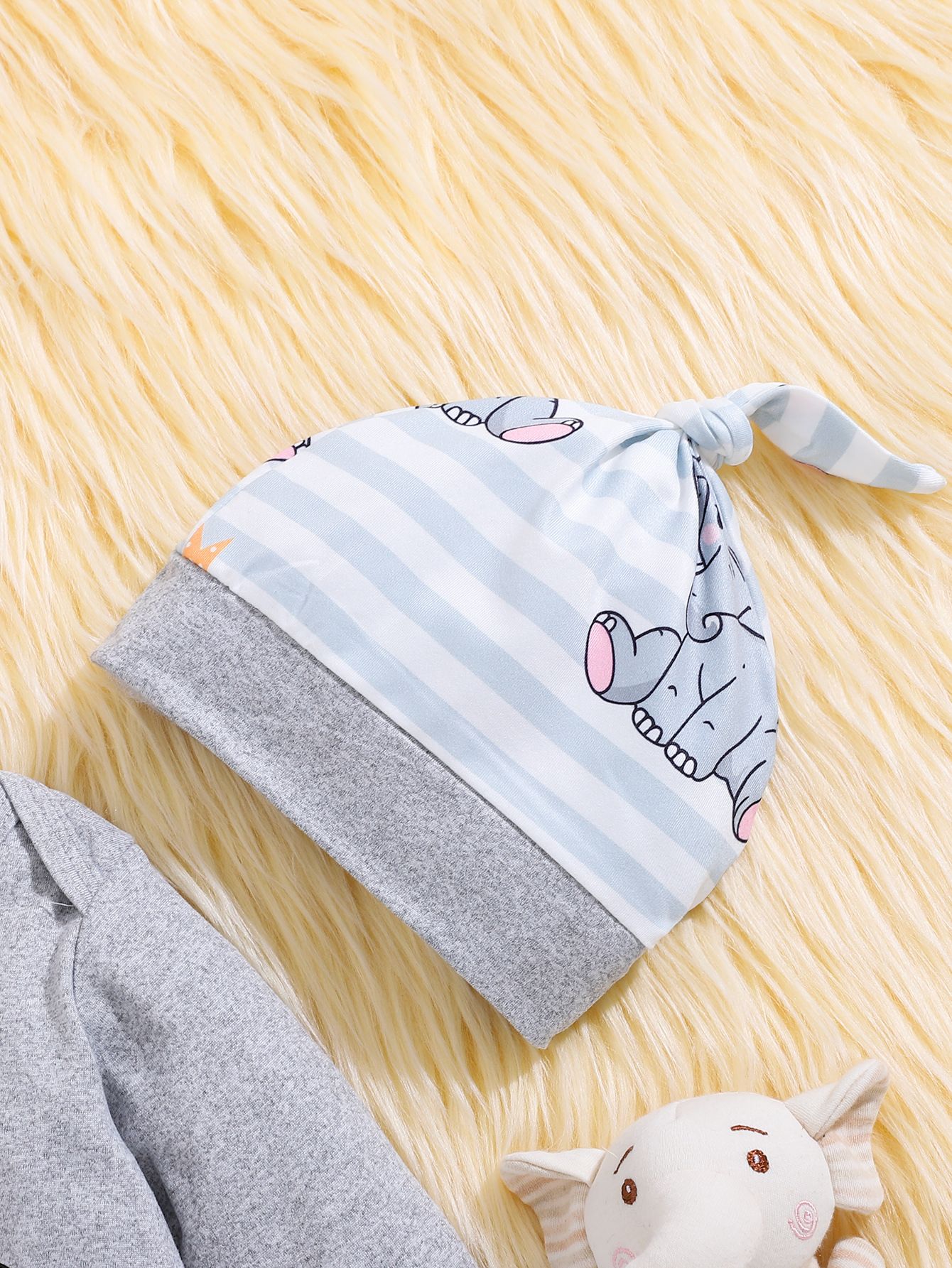 1pc newborn baby boy elephant outfit long sleeved jumpsuit top and pants hooded spring and autumn boy cute suit