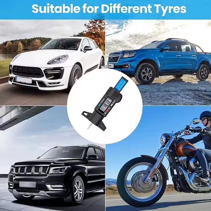 1pc digital display car tire tread depth gauge tool caliper thickness gauge brake pad wear monitoring