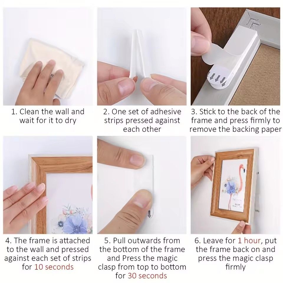 1pc seamless photo frame Velcro back adhesive 3m magic buckle wall seamless universal hook strong nail free sticker