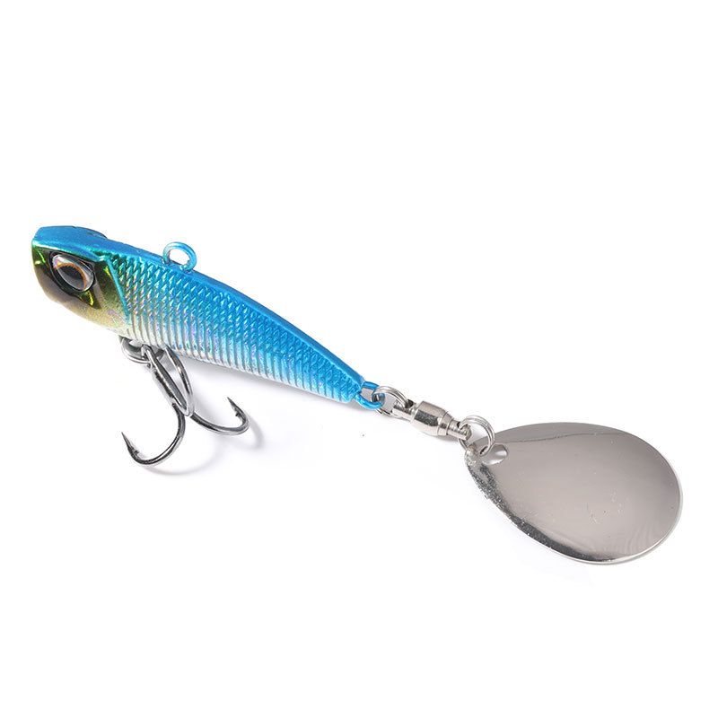 1pc VIB fishing bait, rotating tail, vibrating glitter, sea bass, swinging mouth, rocking wooden bait