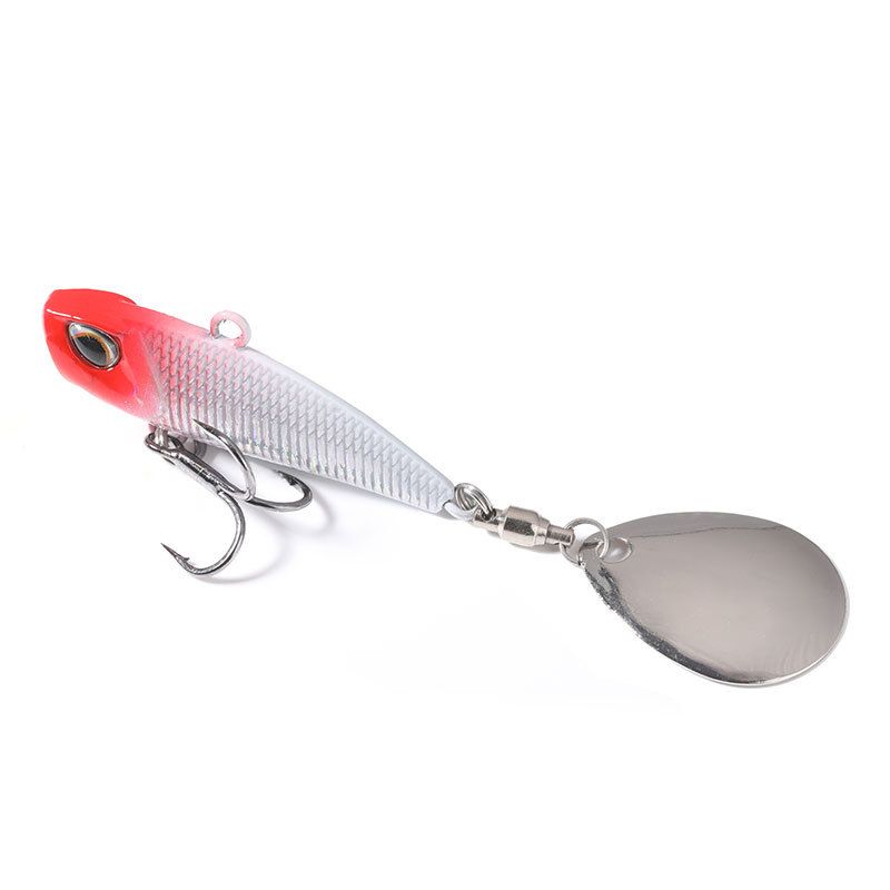 1pc VIB fishing bait, rotating tail, vibrating glitter, sea bass, swinging mouth, rocking wooden bait