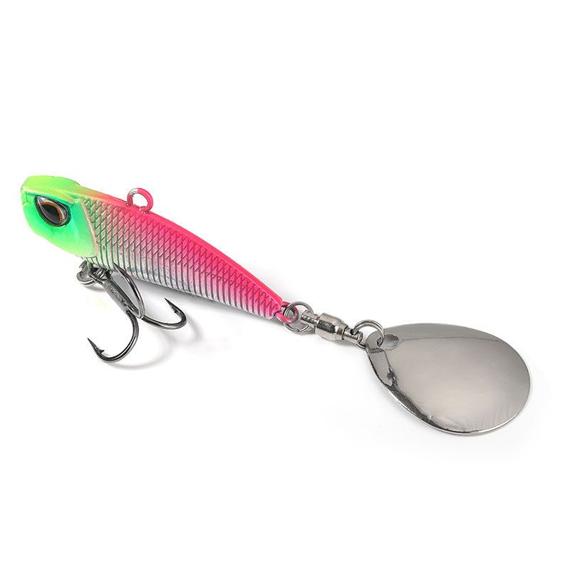 1pc VIB fishing bait, rotating tail, vibrating glitter, sea bass, swinging mouth, rocking wooden bait