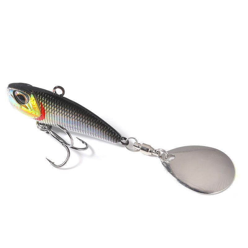 1pc VIB fishing bait, rotating tail, vibrating glitter, sea bass, swinging mouth, rocking wooden bait