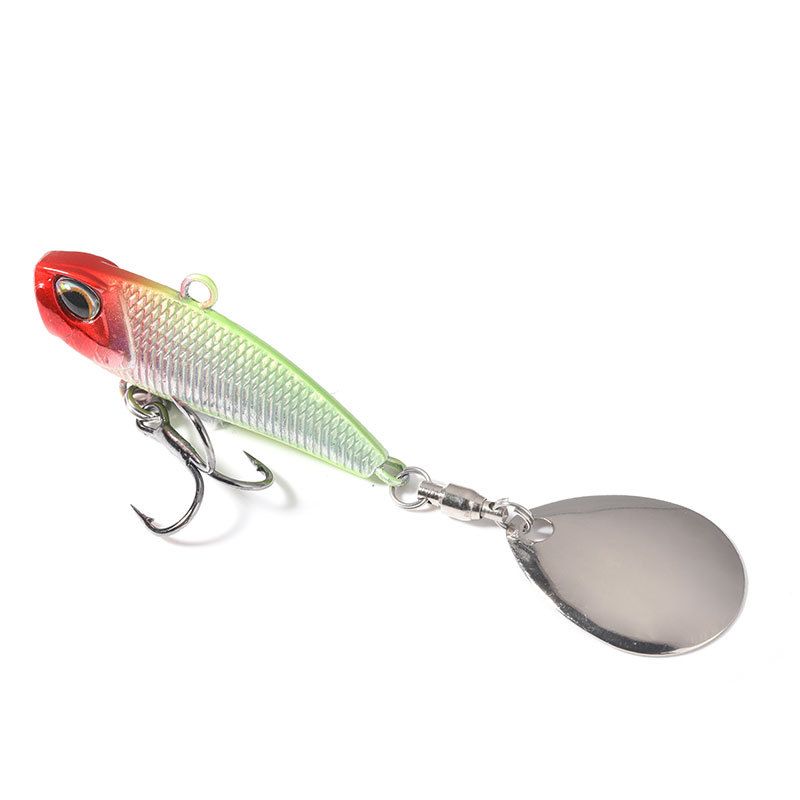 1pc VIB fishing bait, rotating tail, vibrating glitter, sea bass, swinging mouth, rocking wooden bait