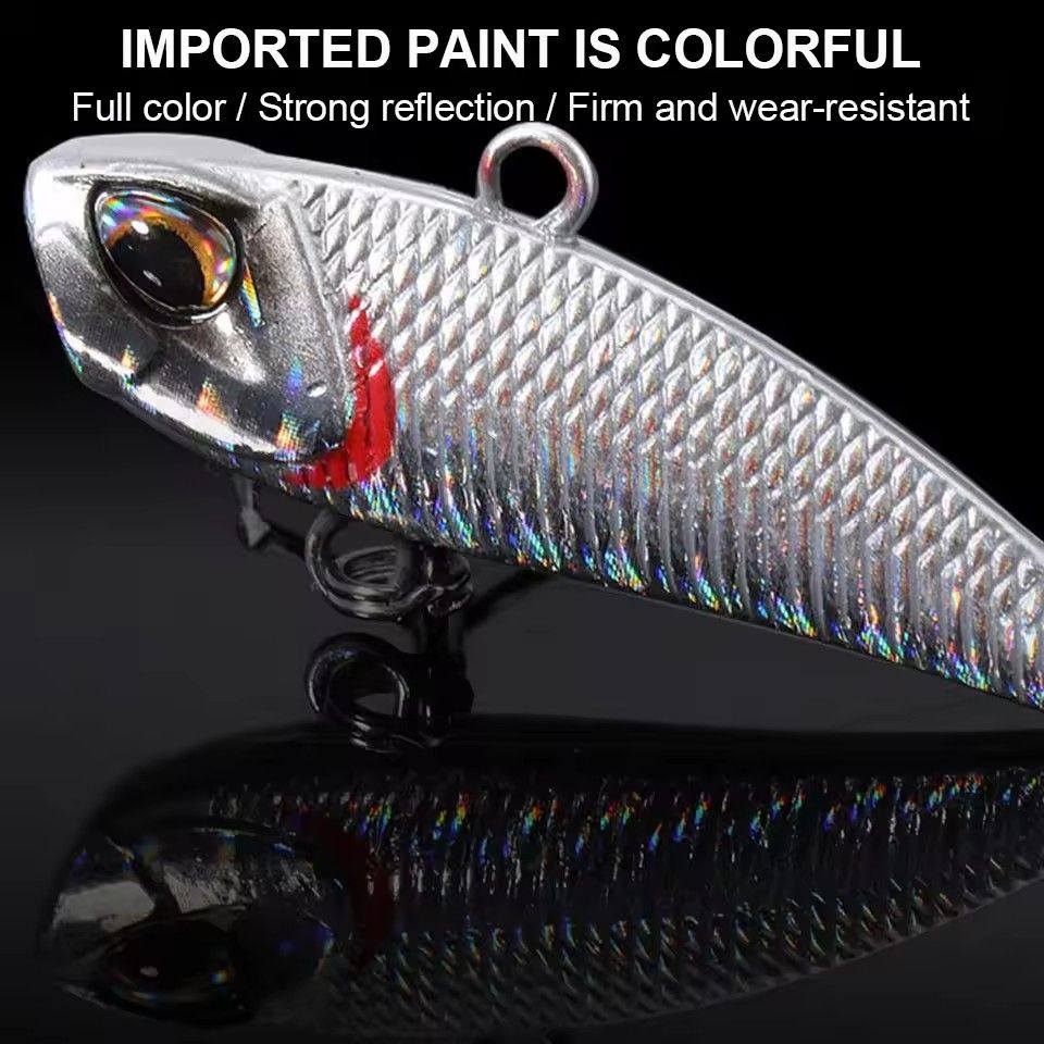 1pc VIB fishing bait, rotating tail, vibrating glitter, sea bass, swinging mouth, rocking wooden bait