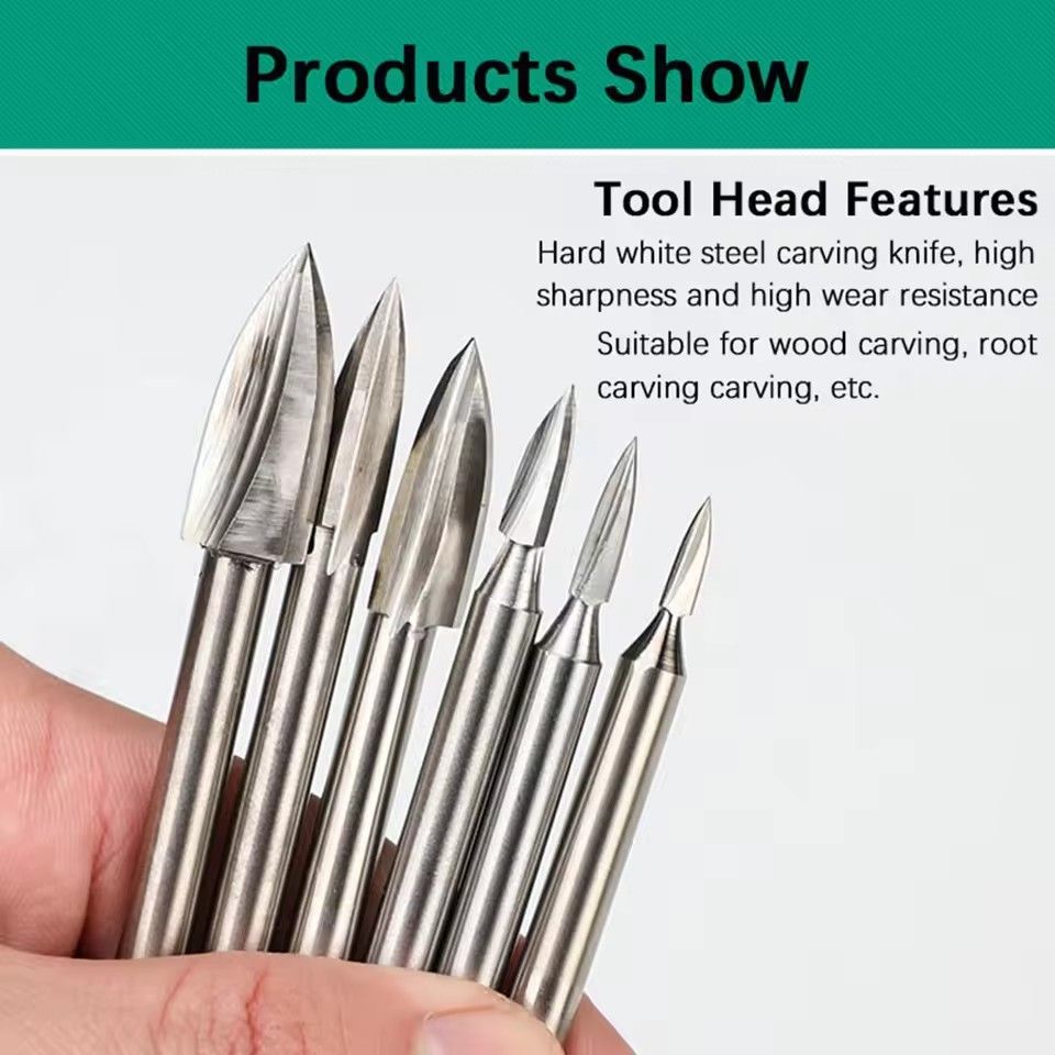 1 set of handle wood carving drill bits, milling cutters, white steel sharp edged woodworking tools, carving knives