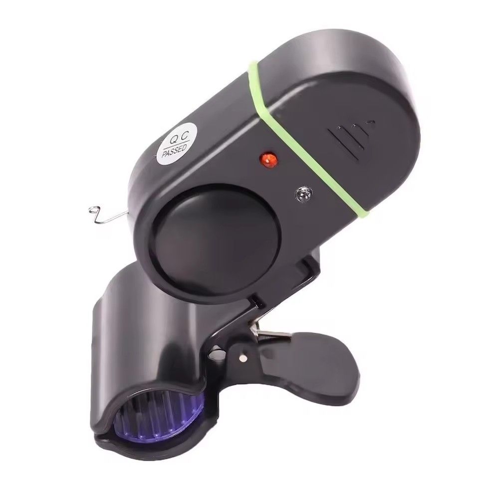 1pc fishing alarm, fish bite bait alarm, alarm bell, LED light indicator, clip on fishing rod, outdoor buzzer, fishing tool