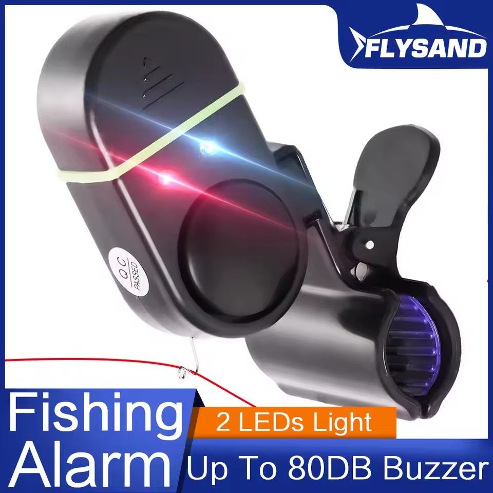 1pc fishing alarm, fish bite bait alarm, alarm bell, LED light indicator, clip on fishing rod, outdoor buzzer, fishing tool