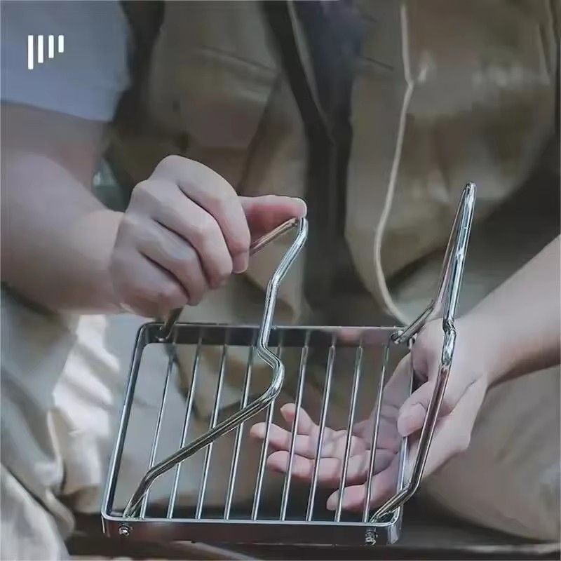 1pc Outdoor Stainless Steel Stove Camping Portable Folding Mini Barbecue Set Pot Rack Baking Rack