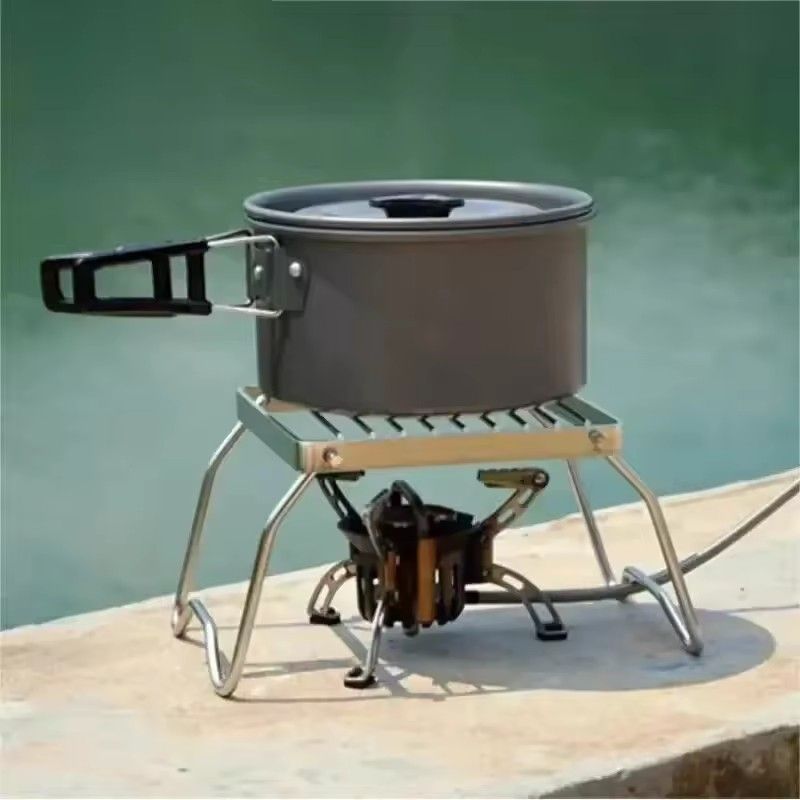 1pc Outdoor Stainless Steel Stove Camping Portable Folding Mini Barbecue Set Pot Rack Baking Rack