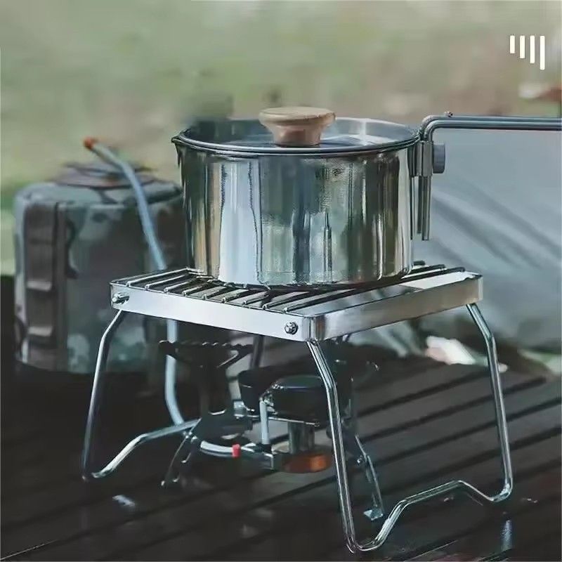 1pc Outdoor Stainless Steel Stove Camping Portable Folding Mini Barbecue Set Pot Rack Baking Rack