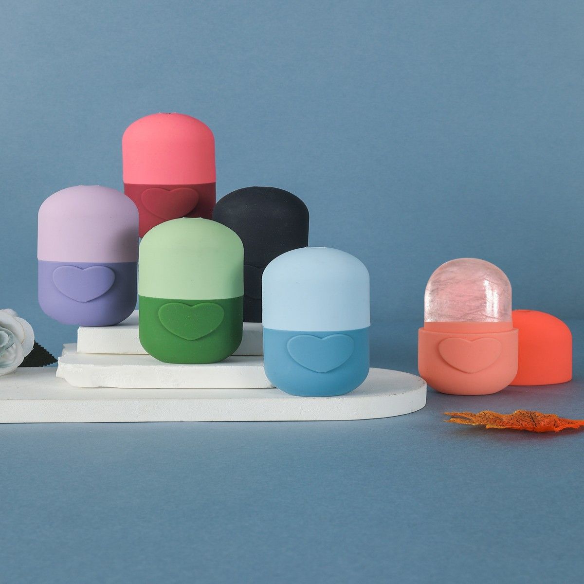 1pc Facial Ice Gel Skincare Facial Ice Massage Ice Roller Heart shaped Capsule Ice Gel Mold