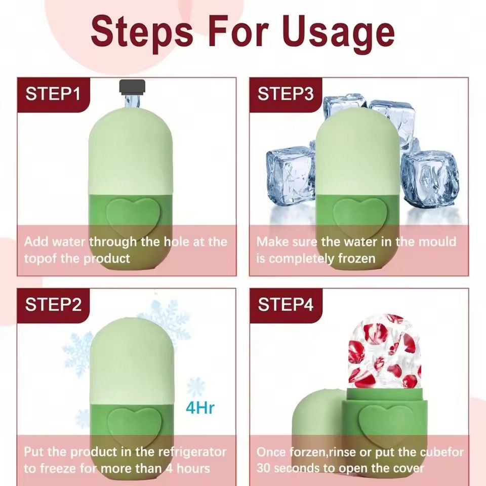 1pc Facial Ice Gel Skincare Facial Ice Massage Ice Roller Heart shaped Capsule Ice Gel Mold