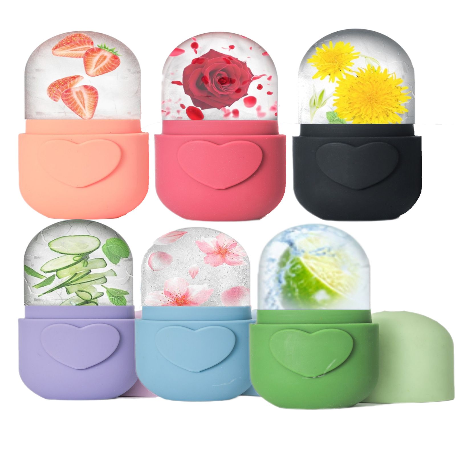 1pc Facial Ice Gel Skincare Facial Ice Massage Ice Roller Heart shaped Capsule Ice Gel Mold