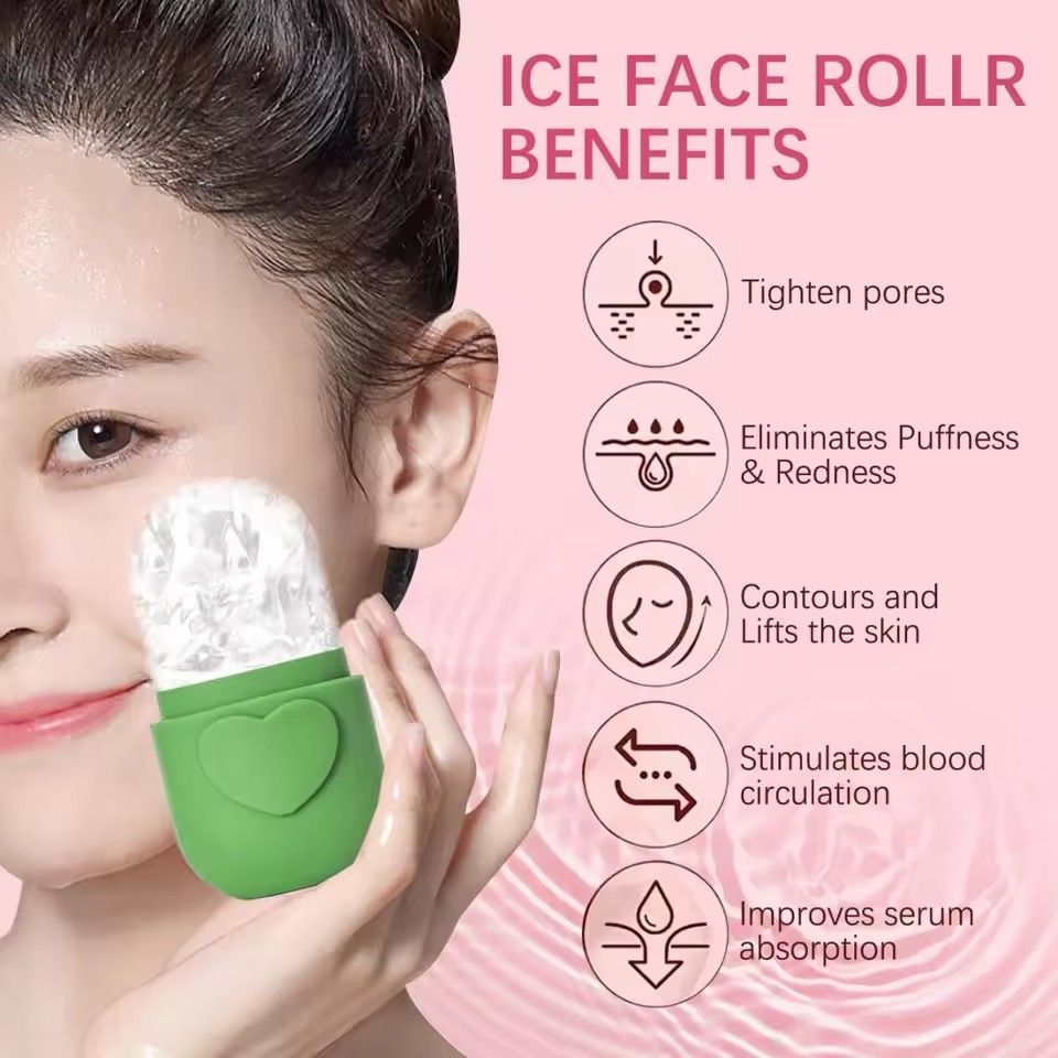 1pc Facial Ice Gel Skincare Facial Ice Massage Ice Roller Heart shaped Capsule Ice Gel Mold