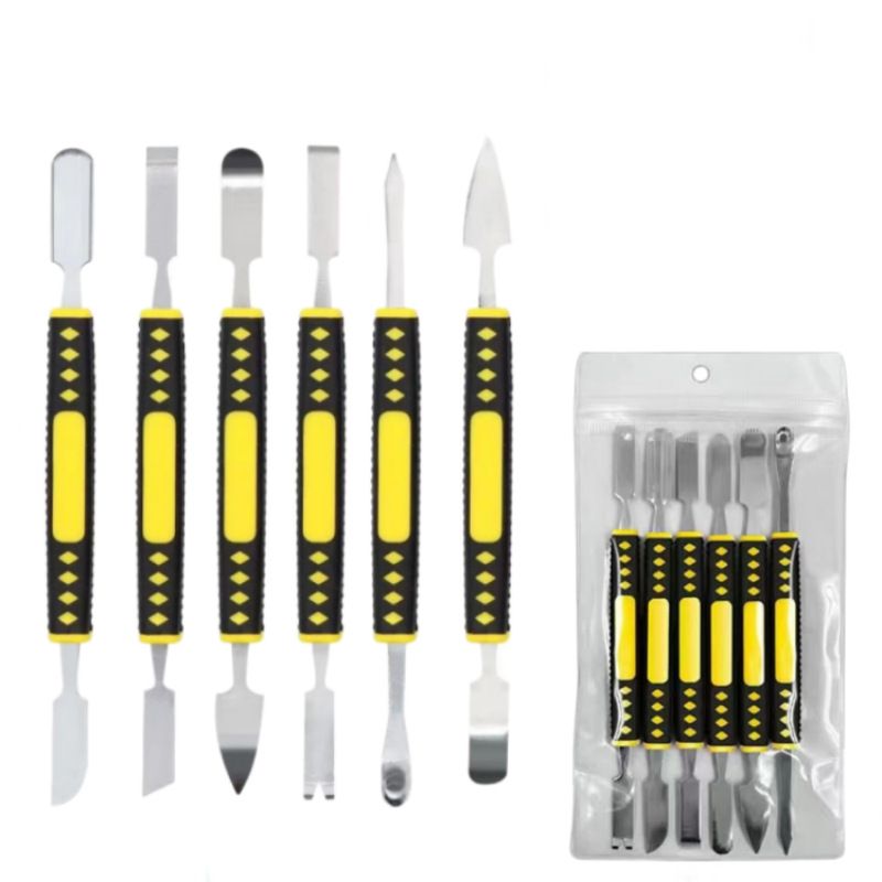 6PCS Metal Crowbar Prying Opening Repair Tool Kit For Mobile Phone Notebook Dual Heads Metal Spudger Home Hand Tools Sets