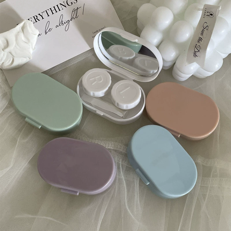 1PC Candy Color Portable Mini Contact Lens Case Easy Carry Lenses Storage Box Eye Care Container with Mirror Lenses Box