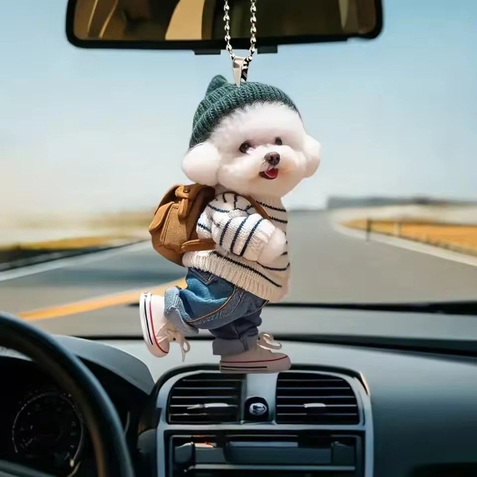 1PC 2D Creative Puppy Animal Acrylic Keychain Backpack Car Hanging Keyring Pendant Cute Teddy Dog Key Decor Accessories Ornament