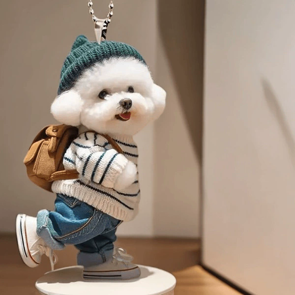 1PC 2D Creative Puppy Animal Acrylic Keychain Backpack Car Hanging Keyring Pendant Cute Teddy Dog Key Decor Accessories Ornament