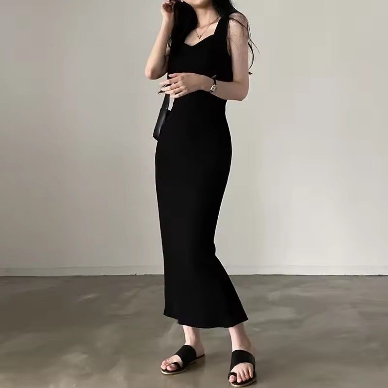 1PC Sexy hot girl tight fitting hip hugging suspender long skirt for women Korean version sweet and spicy waist cinching dress