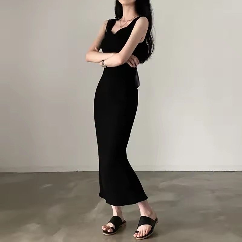 1PC Sexy hot girl tight fitting hip hugging suspender long skirt for women Korean version sweet and spicy waist cinching dress