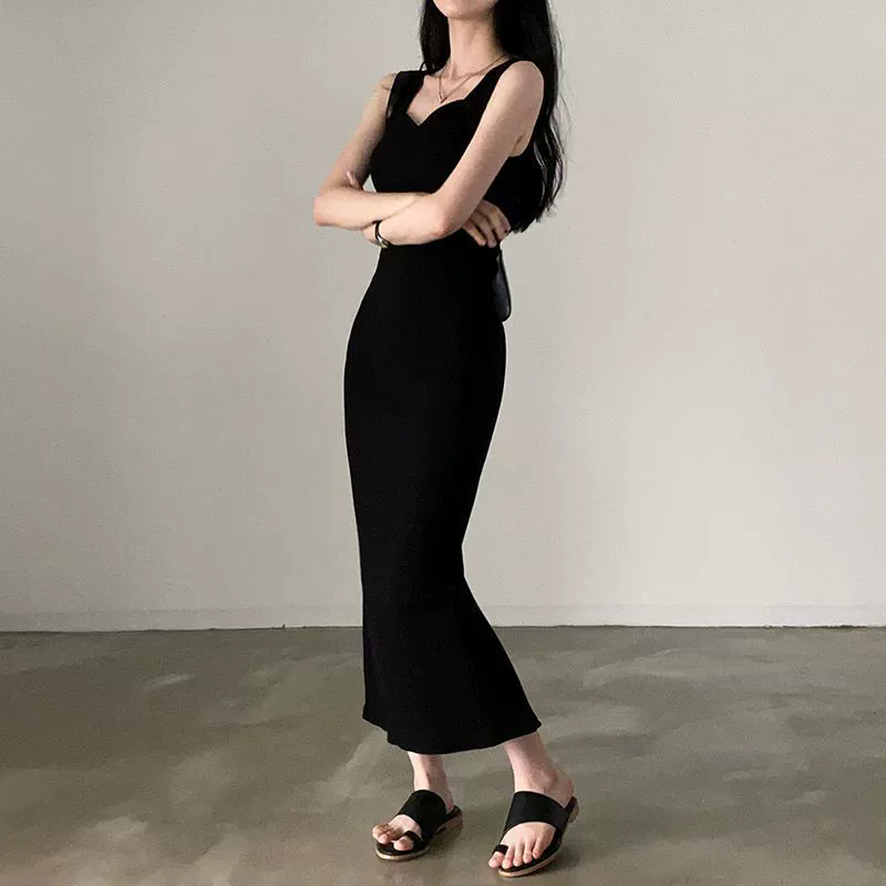 1PC Sexy hot girl tight fitting hip hugging suspender long skirt for women Korean version sweet and spicy waist cinching dress