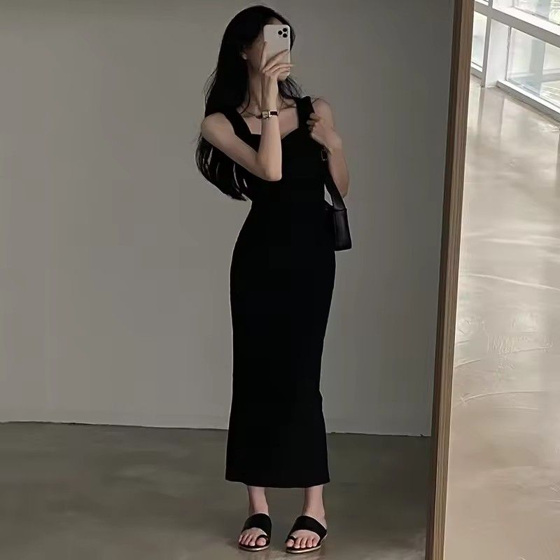 1PC Sexy hot girl tight fitting hip hugging suspender long skirt for women Korean version sweet and spicy waist cinching dress