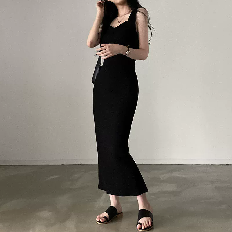 1PC Sexy hot girl tight fitting hip hugging suspender long skirt for women Korean version sweet and spicy waist cinching dress