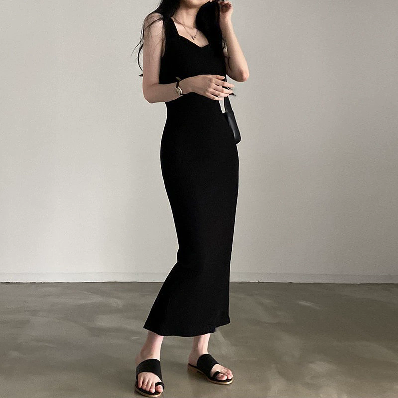 1PC Sexy hot girl tight fitting hip hugging suspender long skirt for women Korean version sweet and spicy waist cinching dress