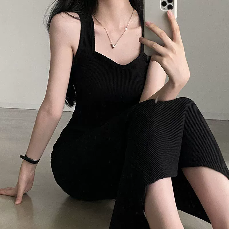 1PC Sexy hot girl tight fitting hip hugging suspender long skirt for women Korean version sweet and spicy waist cinching dress