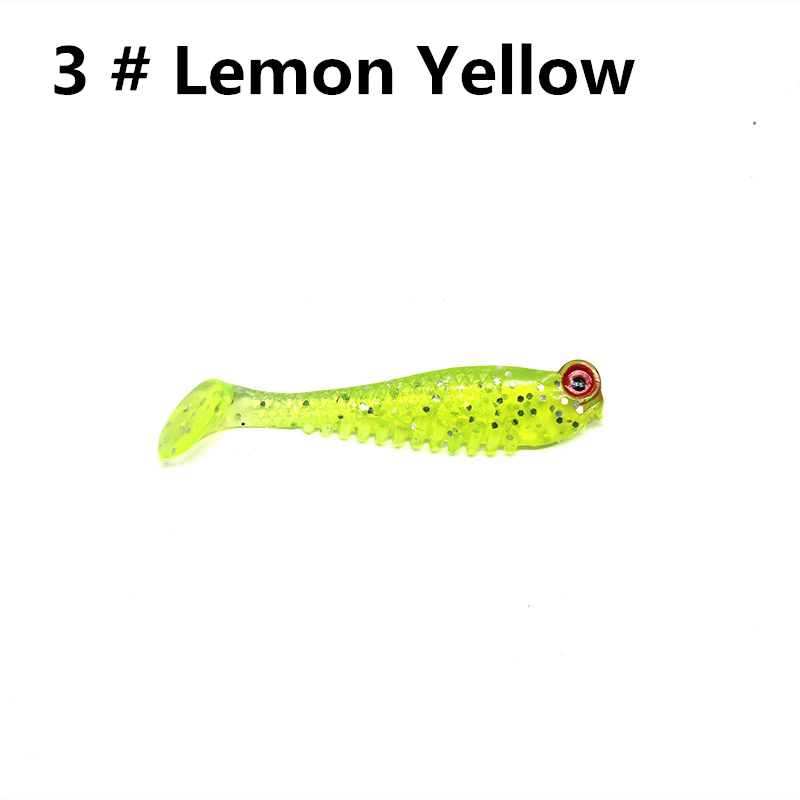 5pcs/bag 5cm Luminescence Soft Lure Realistic T Tail Fish Imitation Bait for Fishing Tackle Gear Night Fishing Sea River