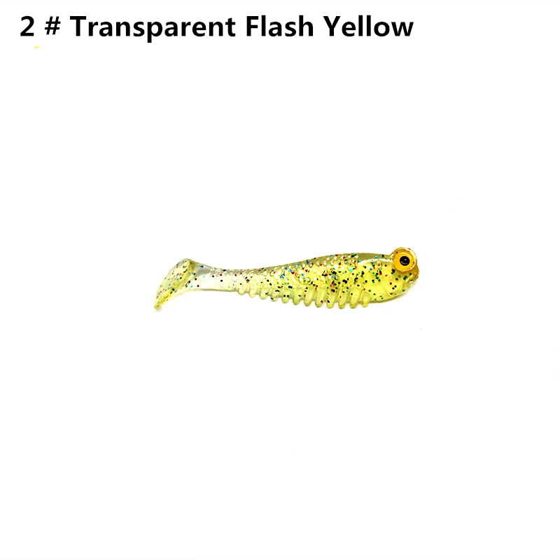 5pcs/bag 5cm Luminescence Soft Lure Realistic T Tail Fish Imitation Bait for Fishing Tackle Gear Night Fishing Sea River