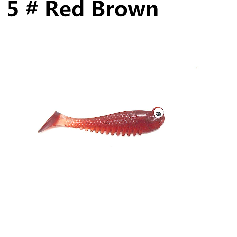 5pcs/bag 5cm Luminescence Soft Lure Realistic T Tail Fish Imitation Bait for Fishing Tackle Gear Night Fishing Sea River